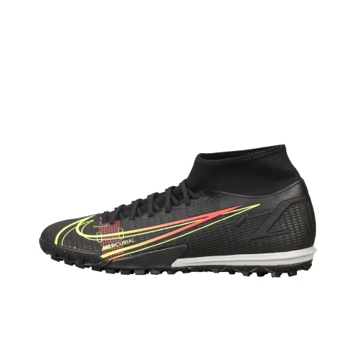 Nike Mercurial Superfly 8 TF Шипы Амортизаторы Slip-resistant Abrasion-resistant Футбольные бутсы Мужской Черный