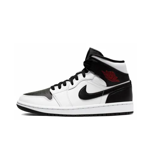 Jordan Air Jordan 1 MID Белый черный красный MID Топ Винтажные баскетбольные кроссовки Женские Черно-белая панда