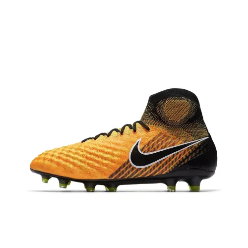 Nike Magista Obra 2 FG Твердый Грунт Амортизаторы Ударопрочный Противоскользящий Аbrasion Resistant Футбольные бутсы Черный Желтый
