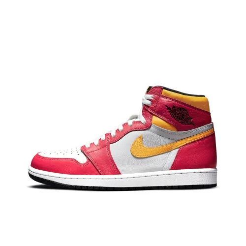 Jordan Air Jordan 1 Retro High OG 'Свет Fusion Красный' High Top Винтажные баскетбольные кроссовки Унисекс Белый Желтый Розовый