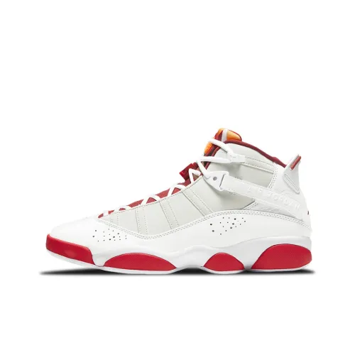 Jordan Air Jordan 6 Кольца 'HARE' Нижняя юбка Устойчивая к истиранию Высокий топ Винтажные баскетбольные кроссовки Мужской Белый и красный