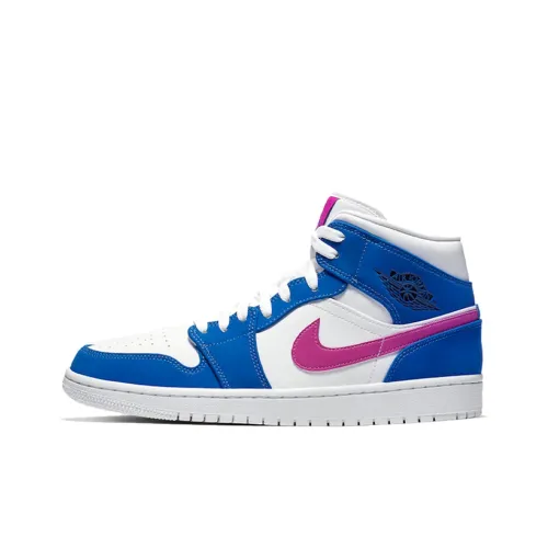 Jordan Air Jordan 1 MID Цвет Hyper Royal Non Slip Легкий MID Топ Винтажные баскетбольные кроссовки Мужской синий-фиолетовый
