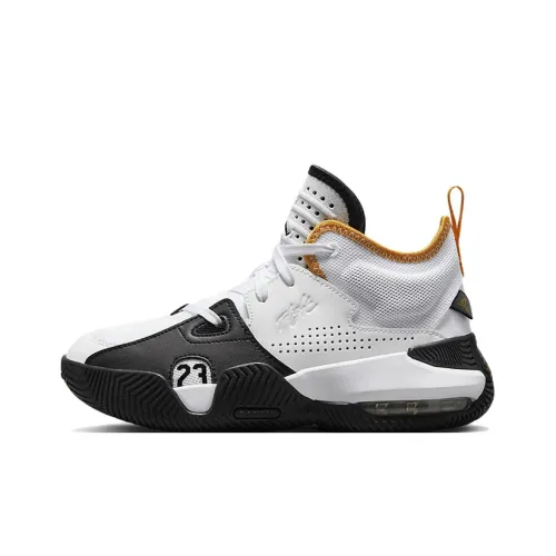 Джордан Stay Loyal Slip-Resistant Abrasion-Resistant MID Топ Винтажные Баскетбольные Кроссовки GS Белый Черный