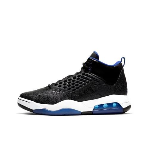 Джордан Maxin 200 Амортизаторы Slip-resistant и устойчивые к истиранию MID Топ Винтажные баскетбольные кроссовки Мужские Black Blue