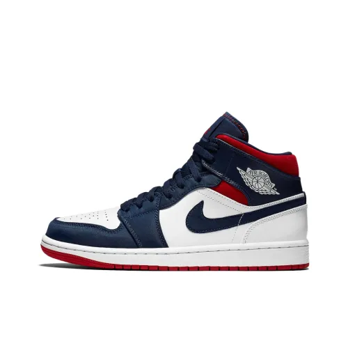 Jordan Air Jordan 1 MID SE 'usa' MID Топ Винтажные баскетбольные кроссовки Мужской Белый Синий