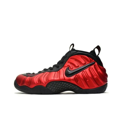 Nike Foamposite Pro MID Топ Винтажные Баскетбольные Кроссовки Унисекс Красный Черный Пузырьки