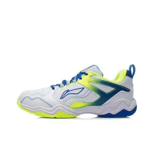 LINING Амортизация Износостойкая Низкая Обувь для Бадминтона Мужская Белая и Синяя