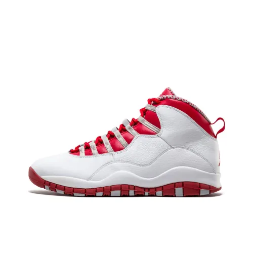 Jordan Air Jordan 10 Retro Red Steel Mid Top Vintage Баскетбольные Кроссовки Мужские Белый Красный