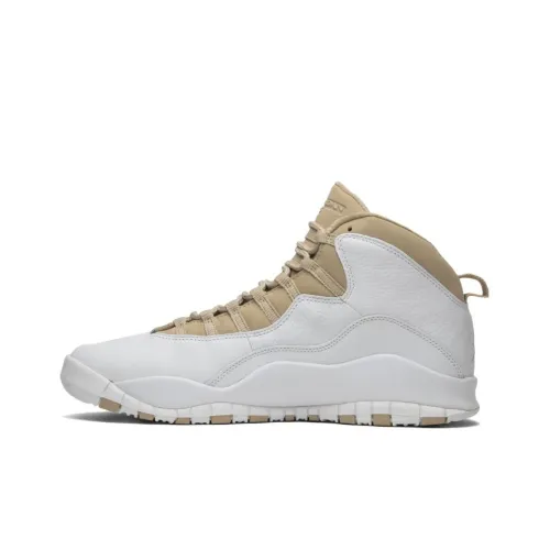 Jordan Air Jordan 10 Retro Linen Non-Slip Lightweight MID Top Vintage Баскетбольные Кроссовки Мужские Белый Коричневый