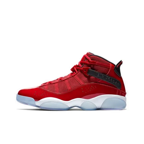 Jordan Air Jordan 6 Кольца Амортизаторы Slip-resistant High Top Винтажные баскетбольные кроссовки Унисекс Красный Лакированная кожа