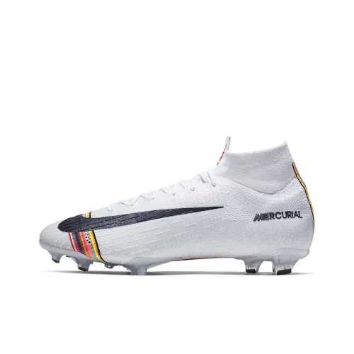 Nike Mercurial Superfly 6 FG Твердый Грунт Устойчивый к Износу Дышащие Футбольные Бутсы Унисекс Белые