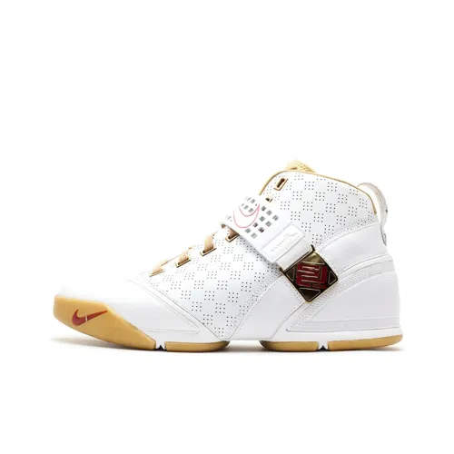 Nike Lebron 5 Белый Малиновый Металлик Золотой MID Топ Винтажные баскетбольные кроссовки Мужской Белый Золотой