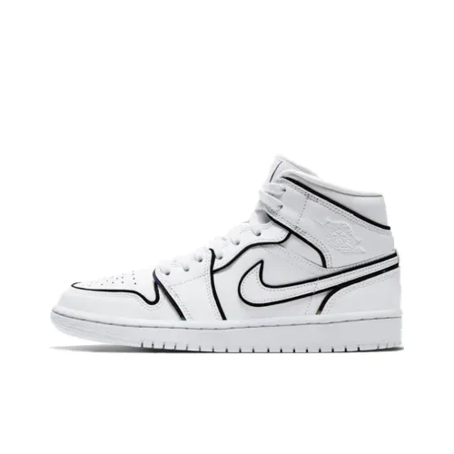 Jordan Air Jordan 1 MID SE MID Топ Винтажные баскетбольные кроссовки Женские Черный белый