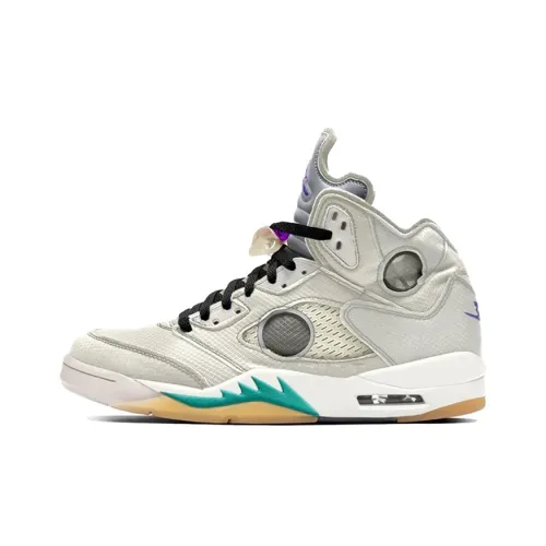 OFF Белый x Jordan Air Jordan 5 High Топ Винтажные Баскетбольные Кроссовки Унисекс Белый