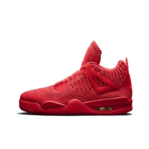 Jordan Air Джордан 4 Нескользящий Легкий MID Топ Винтажные баскетбольные кроссовки Мужской Красный