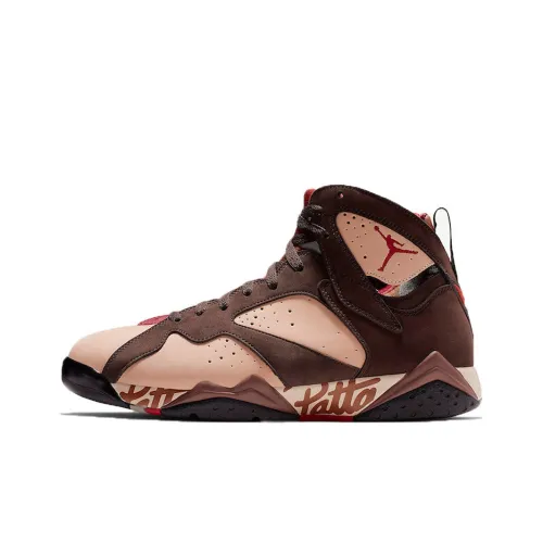 Patta x Jordan Air JORDAN 7 SP Амортизация Износостойкий Высокий Топ Винтажные Баскетбольные Кроссовки Мужские Коричневые