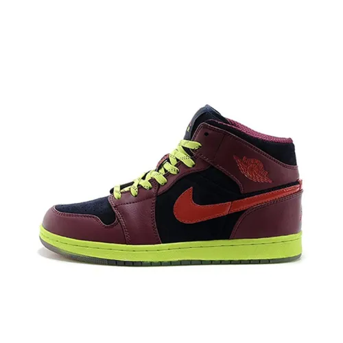 Jordan Air Jordan 1 MID Yots Год Змеи MID Топ Винтажные баскетбольные кроссовки Унисекс Красный черный