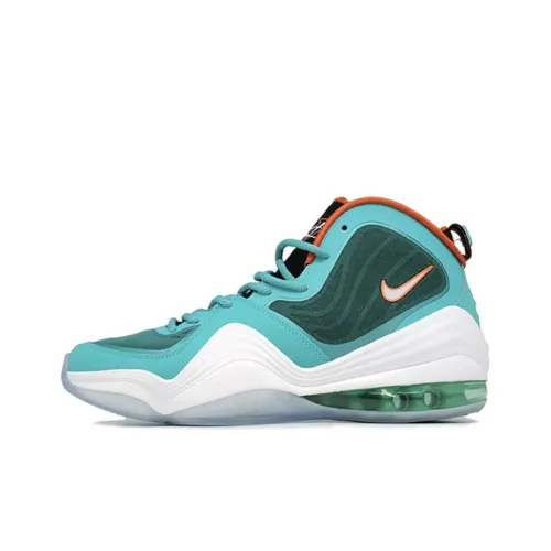 Nike Penny V Miami Dolphins High Top Винтажные Баскетбольные Кроссовки Мужские Белый Синий