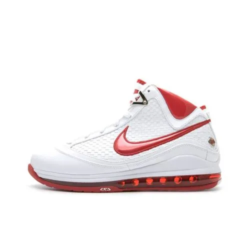 Nike Lebron 7 NFW Нет Flywire Противоскользящий MID Топ Винтажные баскетбольные кроссовки Мужской Белый Красный