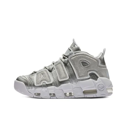 Nike Air More Uptempo MID Топ Винтажные баскетбольные кроссовки Женские Металлическое серебро