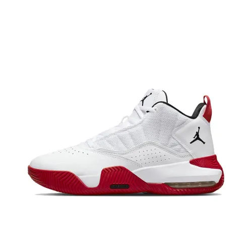 Джордан Stay Loyal Шокабойеры Slip-Resistant Abrasion-Resistant MID Топ Винтажные баскетбольные кроссовки Мужской Белый Красный