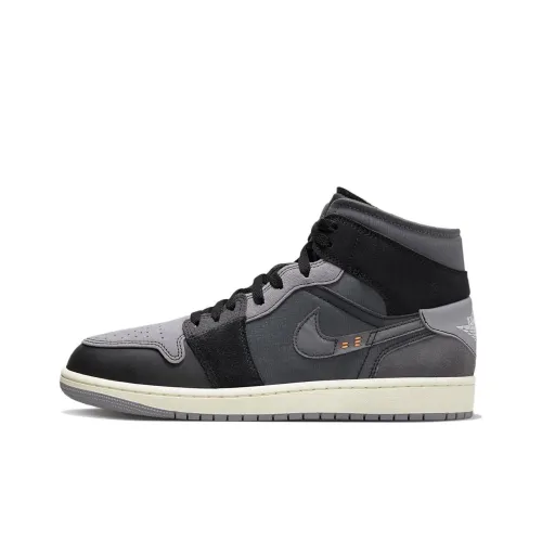 Jordan Air Jordan 1 MID SE Craft 'Inside Out' MID Топ Винтажные баскетбольные кроссовки Мужской Черный Серый