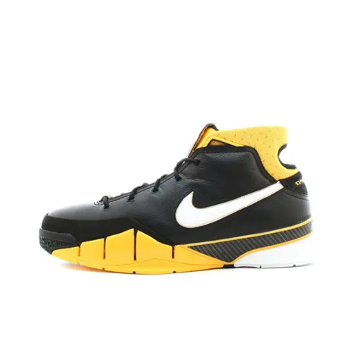Nike Zoom Kobe 1 Черный Maize Shock Absorbers Противоскользящий MID Топ Винтажные баскетбольные кроссовки Мужской Черно-желтый