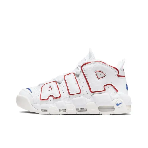 Nike Air More Uptempo Usa Hoops Mid Топ Винтажные Баскетбольные Кроссовки Унисекс Белый Красный Синий