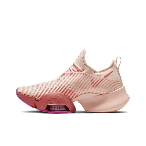 Nike SuperRep Шокабсорберы Противоскользящие Устойчивые к истиранию Низкий Топ Кроссовки для тренировок Женские Красно-розовые