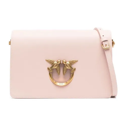 PINKO Click series Телячья кожа Сумка через плечо Сумка на плечо Женская Светло-розовая