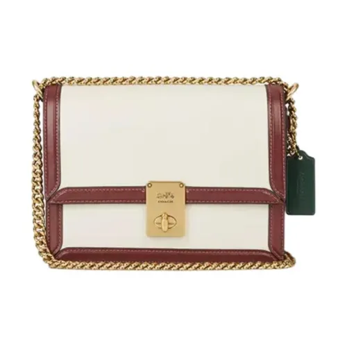 COACH Hutton Коровья кожа Конверт Сумка Маленькая Квадратная Сумка Сумка через плечо Сумка на плечо Маленькая Женская Белая и Красная