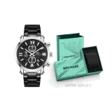MF0219G Серебряный корпус с черным циферблатом, стальной браслет