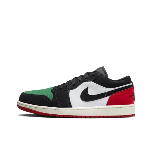 Jordan Air Jordan 1 Low 'Quai 54' Устойчивый к истиранию Дышащий Низкий Топ Винтажные Баскетбольные Кроссовки Унисекс Черный Зеленый Красный