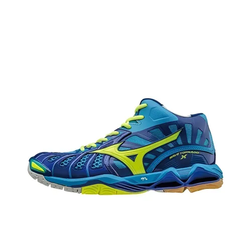 Mizuno Wave Tornado Амортизаторы Shock Slip-resistant Abrasion-resistant MID Волейбольные кроссовки Синий Зеленый