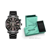MF0219G Черный корпус, черный циферблат, стальной ремешок