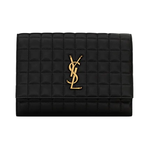SAINT LAURENT Cassandre Sheepskin Clutch Women's Black