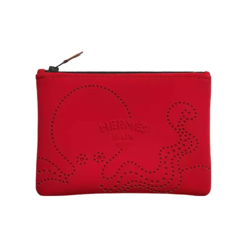 HERMES CHAMONIX Телячья кожа Клатч Маленький Женский Красный