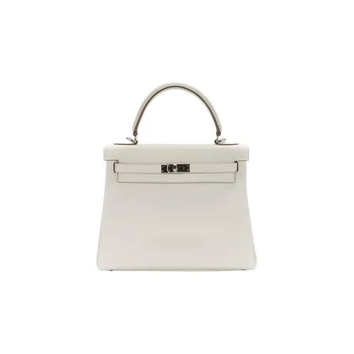 HERMES Kelly Коровья кожа Togo Сумка Kelly Сумка Женская 0T Гриб Белый