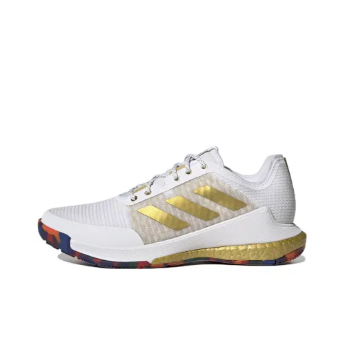 Adidas Crazyflight Slip-Resistant Abrasion-Resistant Breathable Low-Top Training Shoes Women's White Gold Adidas Crazyflight Противоскользящие Устойчивые к износу Дышащие Низкие Кроссовки для тренировок Женские Белые Золото