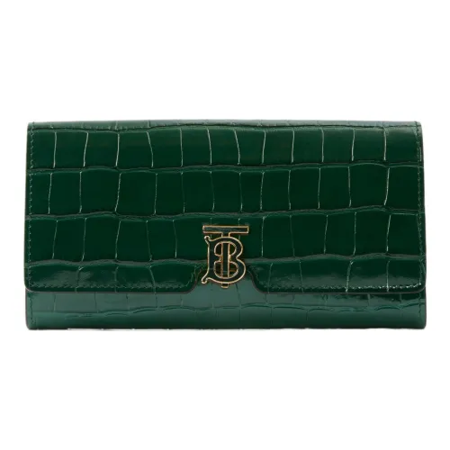 Burberry Телячья кожа Длинный TB Continental Wallet Женские Темно-зеленый