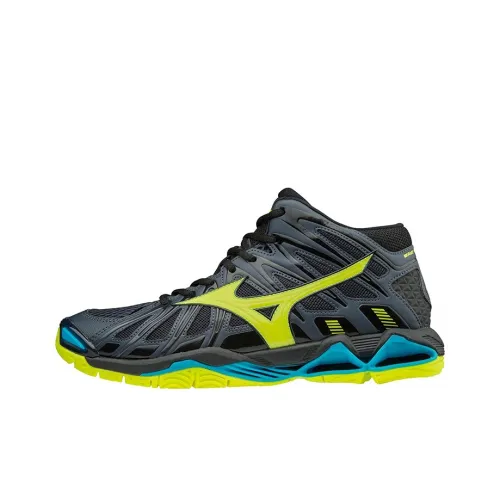 Mizuno Wave Tornado X2 MID Противоскользящие Устойчивые к износу Дышащий MID Топ Кроссовки для тренировок Мужские Черные Желтые