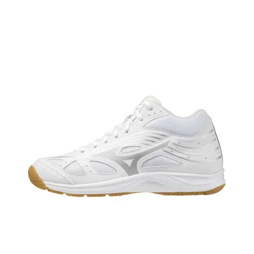 Mizuno Cyclone Speed 3 MID Устойчивый к истиранию Дышащий MID Топ Волейбольные кроссовки Белый Серебряный