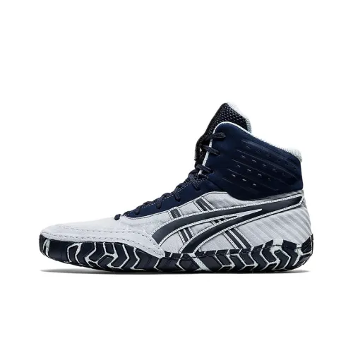 Asics Aggressor 4 Устойчивые к истиранию Высокие Кроссовки для тренировок Мужские Серый Синий