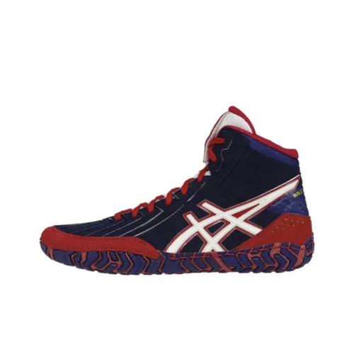 Asics Aggressor 3 Устойчивые к истиранию высокие кроссовки для тренировок Мужские Синие Красные