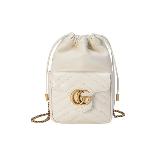 GUCCI Marmont Кожа Ведрообразная Сумка через плечо Мини Женская Белая