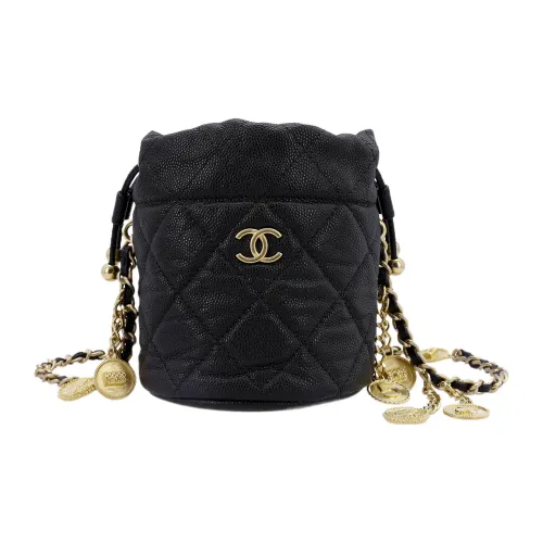 CHANEL Икорная коровья кожа ведрообразная сумка ручная волнообразная сумка через плечо женская черная