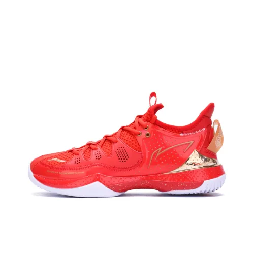 LiNing Battle Halberd 3 Амортизация Противоскользящие Дышащие Поддерживающие Низкие Кроссовки для тренировок Унисекс Пламя Красный