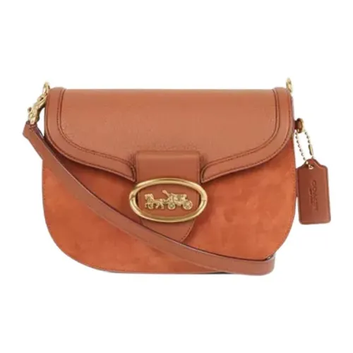 COACH Kat Коровья кожа Седло Сумка Плечевая сумка Женская Коричневая