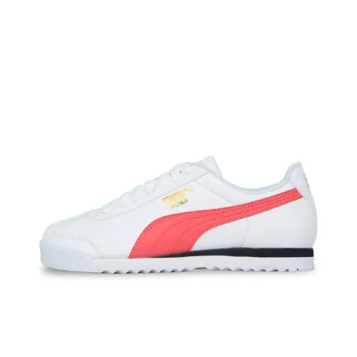 PUMA Roma Базовый Амортизация Износостойкие Низкий топ Тренировочные кроссовки Мужские Белый Розовый Черный