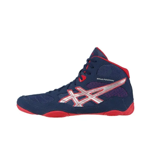 ASICS Snapdown Wrestling Устойчивые к истиранию Высокие Кроссовки для тренировок Мужские Синие Красные